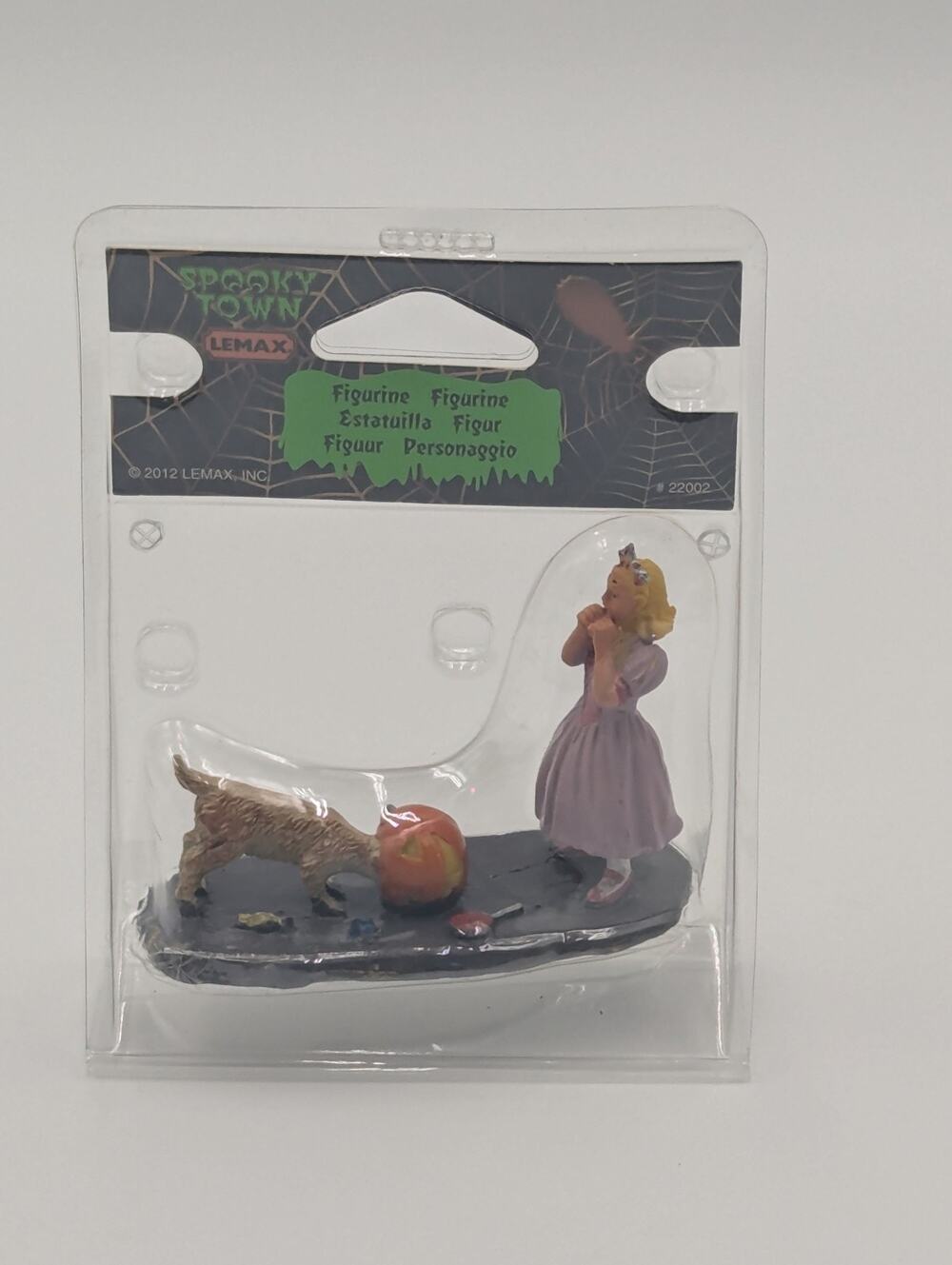 Lemax Spooky Town #22002 Girl with Dog Stuck in Pumpkin Figure 2012 Retired New